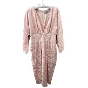 ASOS Dusty Pink Midi Dress with Subtle Jacquard